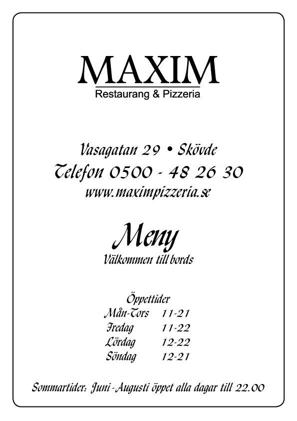 pizzeria maxim skövde meny pizzeria maxim skövde meny